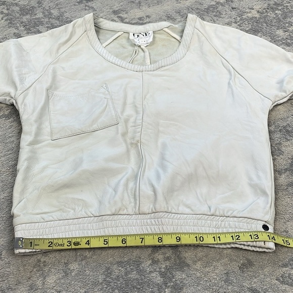 NWT One Teaspoon Super Moto Leather Crewneck Sweatshirt Ivory White Sz XS - Picture 5 of 16